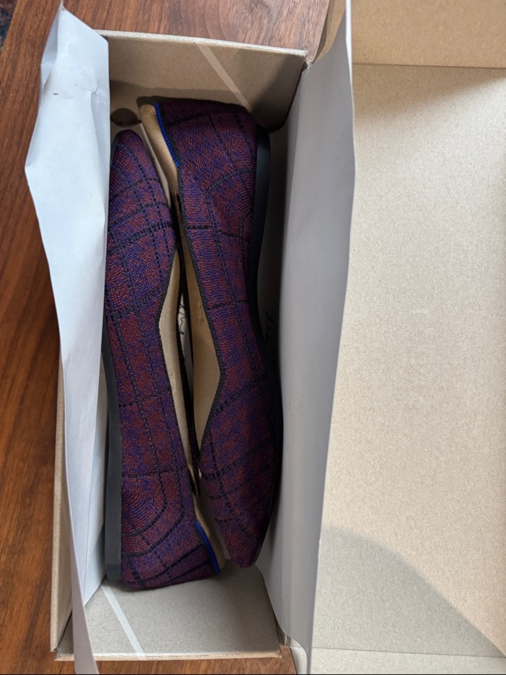Like New Rothy's The Point in Cranberry Plaid - Picture 9 of 9